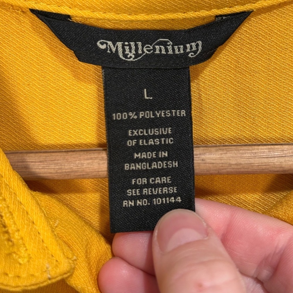 Millenium Mustard Yellow Button Front Midi Shirt … - image 13